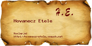 Hovanecz Etele névjegykártya